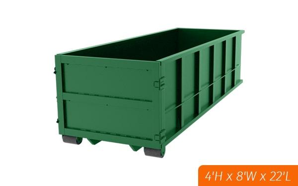 twenty yard dumpsters are available for both commercial and residential use